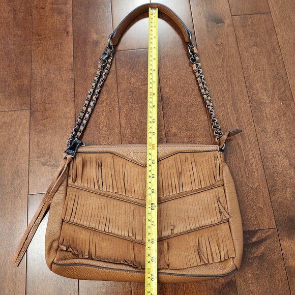 Aimee Kestenberg Kaiden brown leather crossbody shoulder bag in suede fringe - Picture 3 of 16